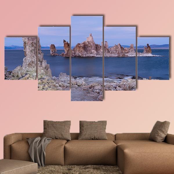 Rock Salt Tufa Formations In Mono Lake California Canvas Wall Art-5 Star-Gallery Wrap-62" x 32"-Tiaracle
