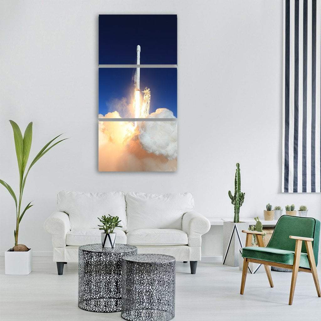Rocket Launch Vertical Canvas Wall Art-3 Vertical-Gallery Wrap-12" x 25"-Tiaracle