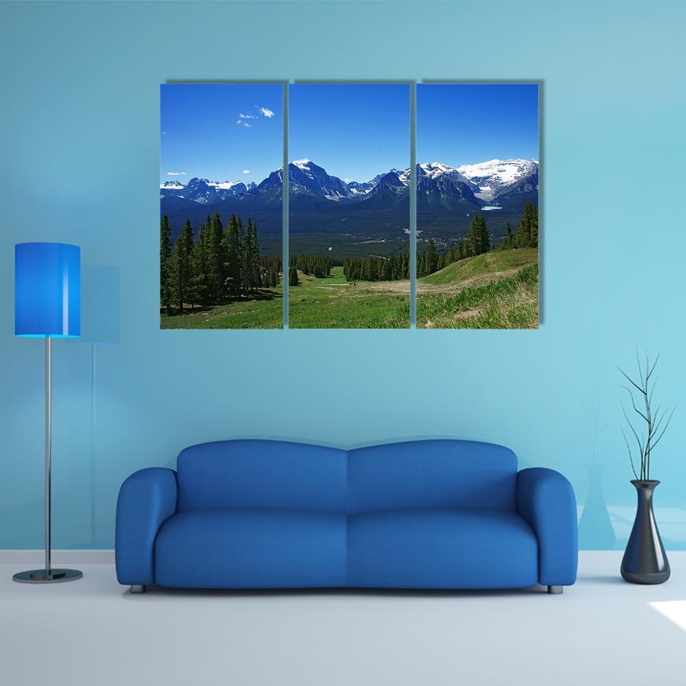 Rockies Mountains In banff Canada Canvas Wall Art-3 Horizontal-Gallery Wrap-37" x 24"-Tiaracle