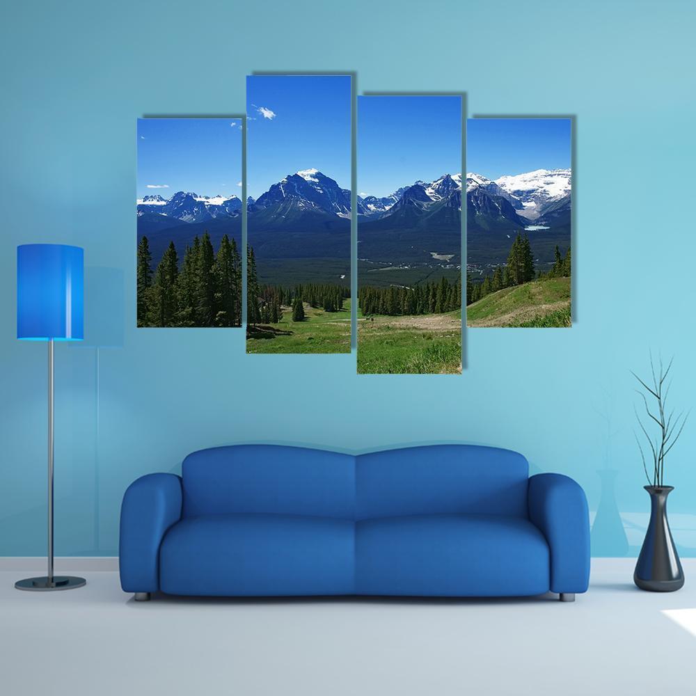 Rockies Mountains In banff Canada Canvas Wall Art-4 Pop-Gallery Wrap-50" x 32"-Tiaracle