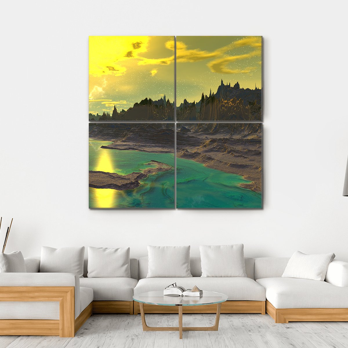 Rocky Alien Planet Canvas Wall Art-4 Square-Gallery Wrap-17" x 17"-Tiaracle