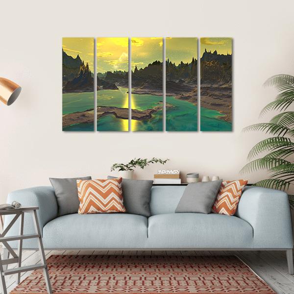 Rocky Alien Planet Canvas Wall Art-5 Horizontal-Gallery Wrap-22" x 12"-Tiaracle