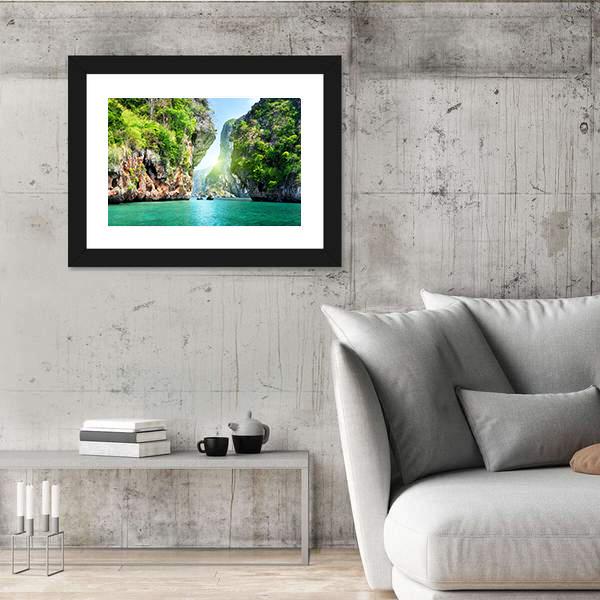 Rocks And Sea In Thailand Canvas Wall Art-3 Horizontal-Gallery Wrap-25" x 16"-Tiaracle