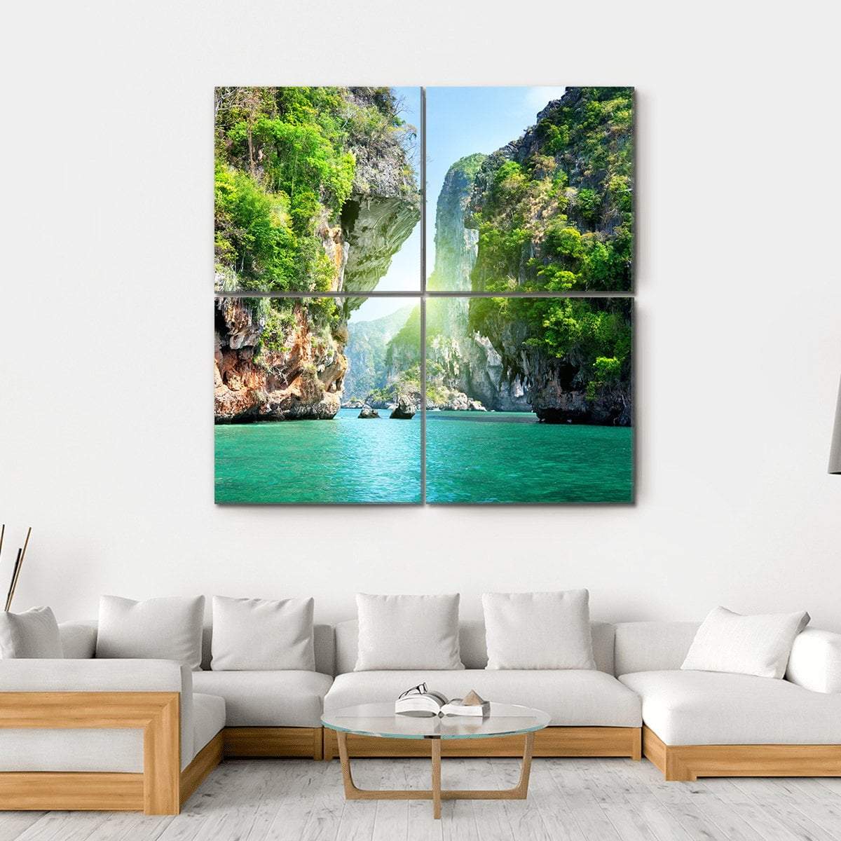 Rocks And Sea In Thailand Canvas Wall Art-4 Square-Gallery Wrap-17" x 17"-Tiaracle