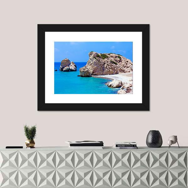 Rocks Of Aphrodite In Paphos Canvas Wall Art-1 Piece-Framed Print-20" x 16"-Tiaracle