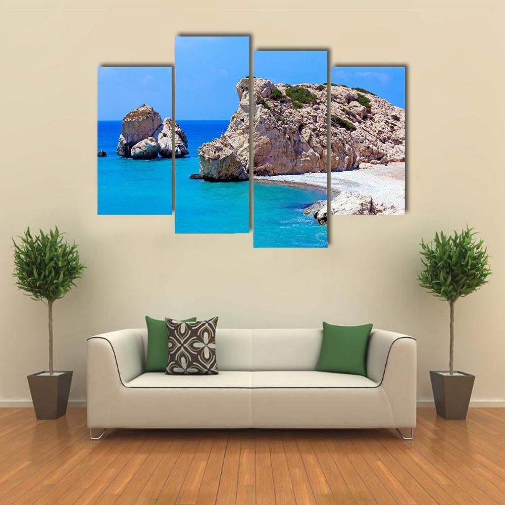 Rocks Of Aphrodite In Paphos Canvas Wall Art-4 Pop-Gallery Wrap-50" x 32"-Tiaracle