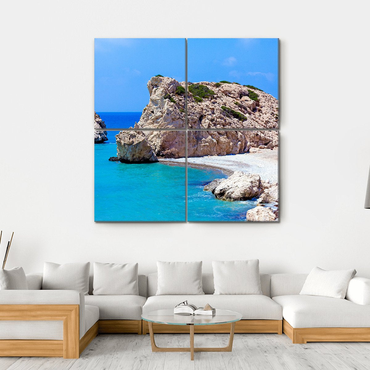 Rocks Of Aphrodite In Paphos Canvas Wall Art-4 Square-Gallery Wrap-17" x 17"-Tiaracle