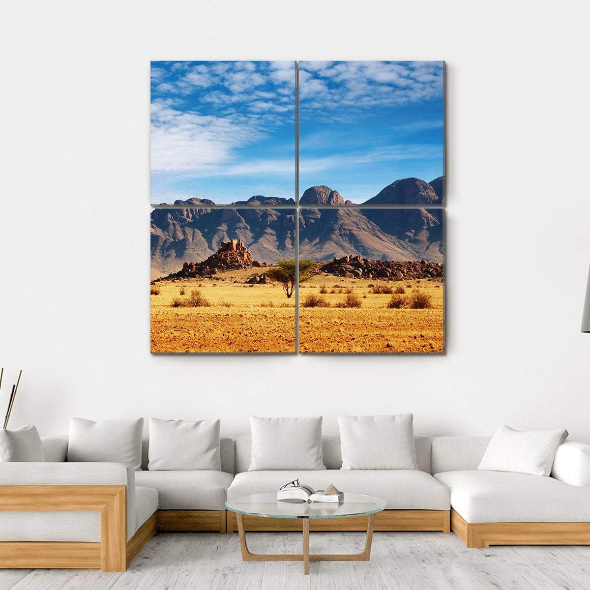 Rocks Of Namib Desert Canvas Wall Art-4 Square-Gallery Wrap-17" x 17"-Tiaracle