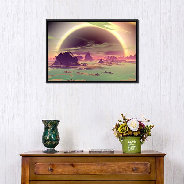 Rocks On Alien Planet Canvas Wall Art-1 Piece-Floating Frame-24" x 16"-Tiaracle