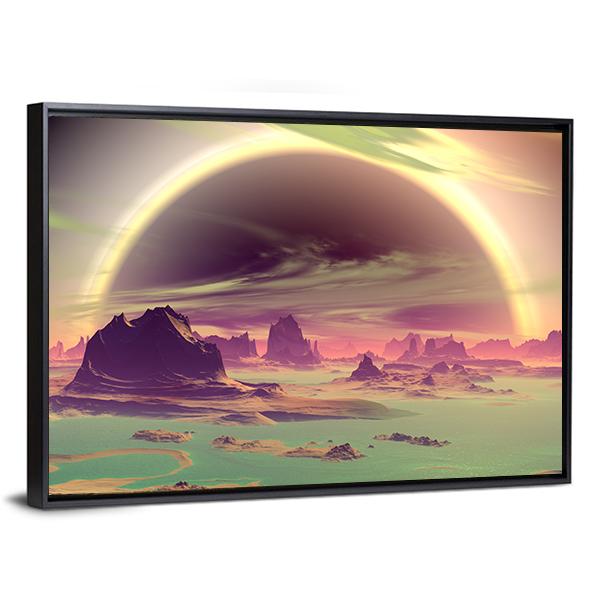 Rocks On Alien Planet Canvas Wall Art-5 Horizontal-Gallery Wrap-22" x 12"-Tiaracle