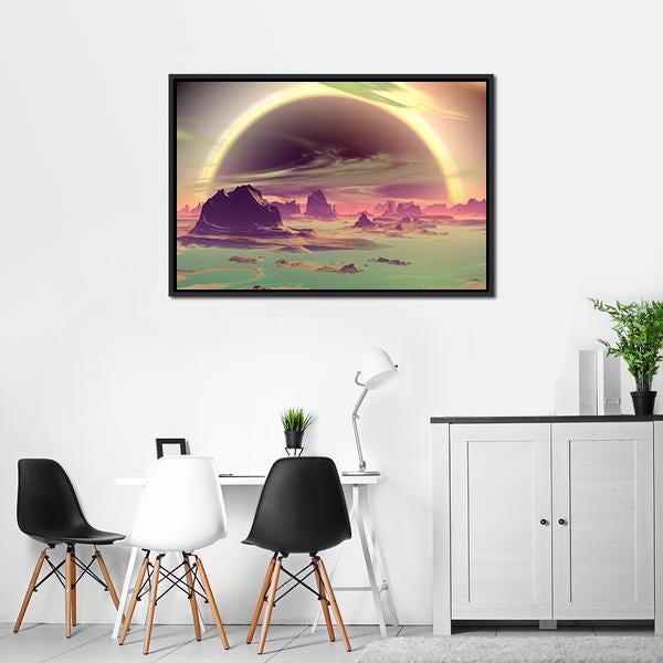 Rocks On Alien Planet Canvas Wall Art-5 Horizontal-Gallery Wrap-22" x 12"-Tiaracle