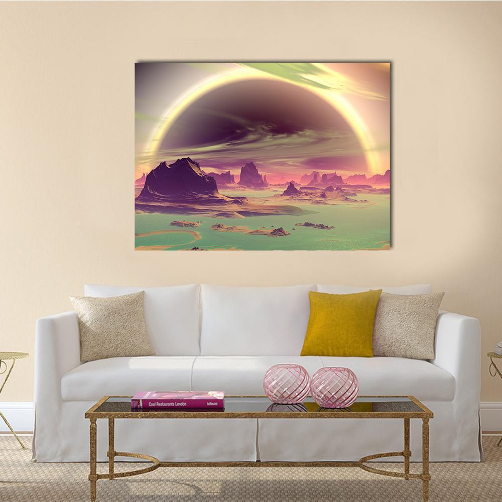 Rocks On Alien Planet Canvas Wall Art-1 Piece-Gallery Wrap-48" x 32"-Tiaracle