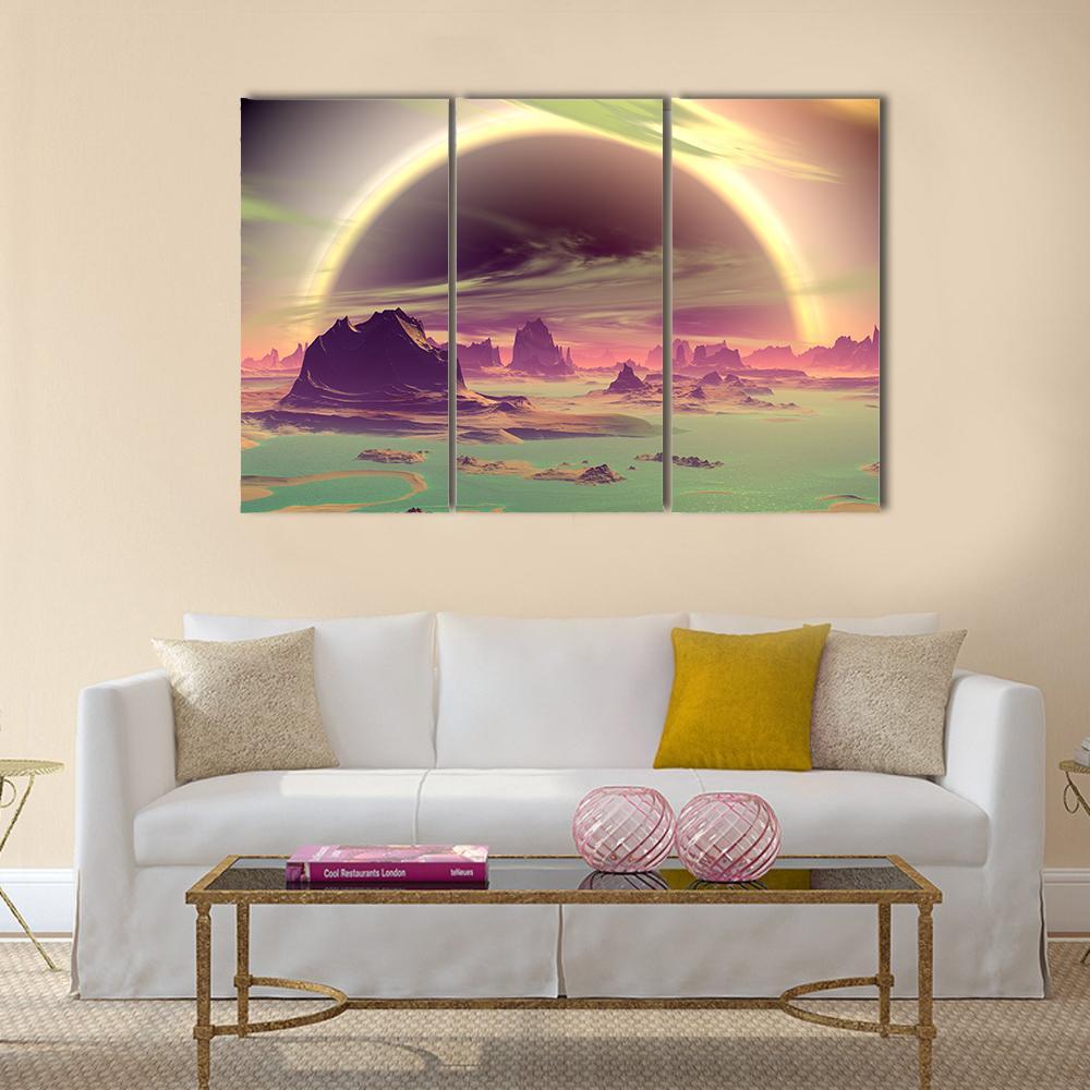 Rocks On Alien Planet Canvas Wall Art-3 Horizontal-Gallery Wrap-37" x 24"-Tiaracle