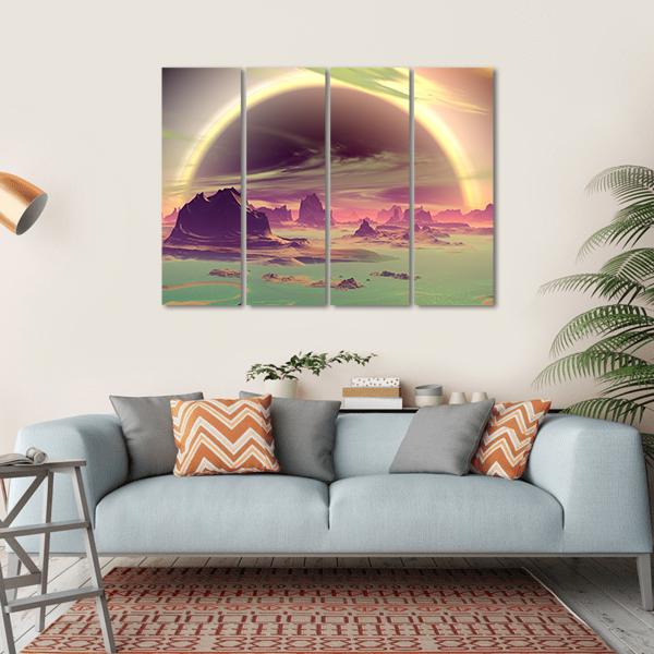 Rocks On Alien Planet Canvas Wall Art-4 Horizontal-Gallery Wrap-34" x 24"-Tiaracle