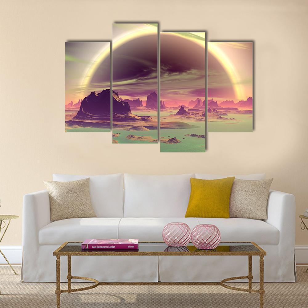 Rocks On Alien Planet Canvas Wall Art-4 Pop-Gallery Wrap-50" x 32"-Tiaracle