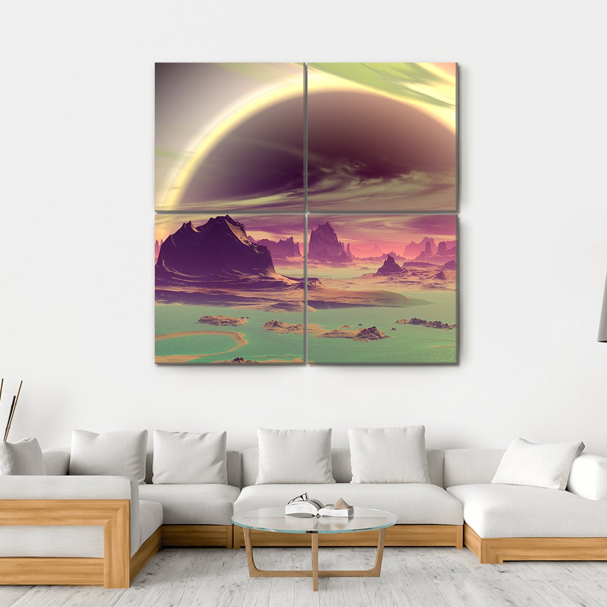 Rocks On Alien Planet Canvas Wall Art-4 Square-Gallery Wrap-17" x 17"-Tiaracle