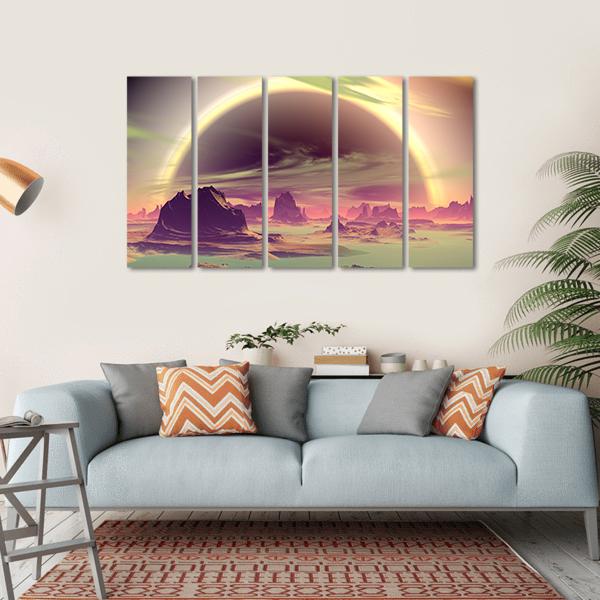 Rocks On Alien Planet Canvas Wall Art-5 Horizontal-Gallery Wrap-22" x 12"-Tiaracle