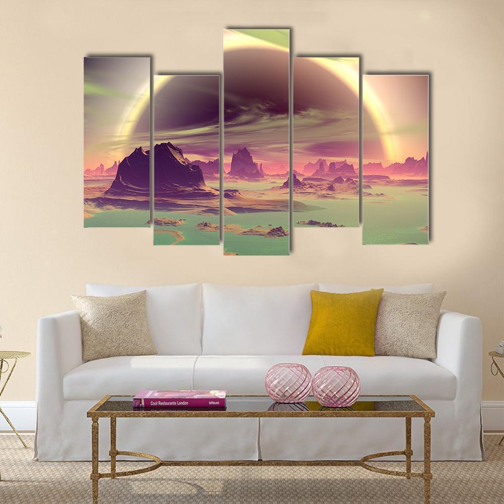 Rocks On Alien Planet Canvas Wall Art-5 Pop-Gallery Wrap-47" x 32"-Tiaracle