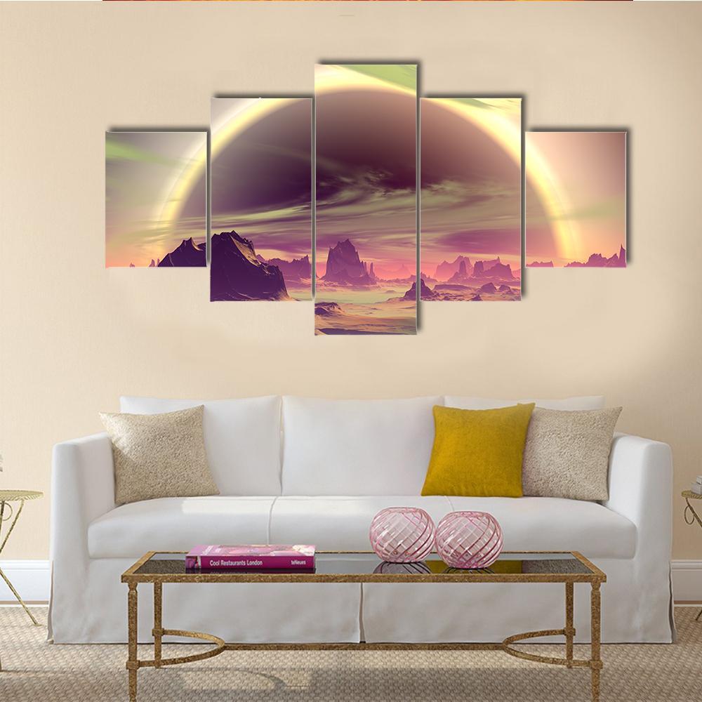 Rocks On Alien Planet Canvas Wall Art-5 Star-Gallery Wrap-62" x 32"-Tiaracle