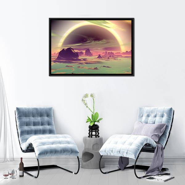 Rocks On Alien Planet Canvas Wall Art-1 Piece-Floating Frame-24" x 16"-Tiaracle