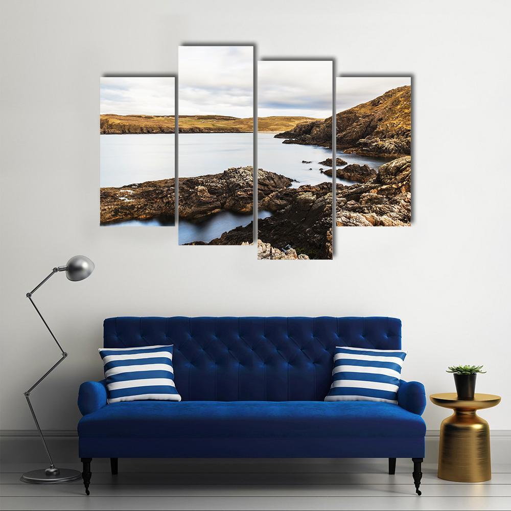 Rocks On Coast At Farr Bay Beach Canvas Wall Art-4 Pop-Gallery Wrap-50" x 32"-Tiaracle