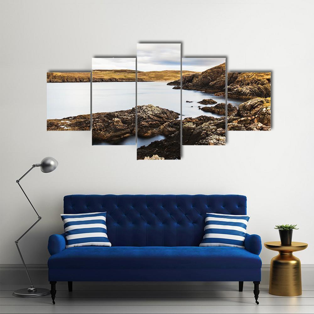 Rocks On Coast At Farr Bay Beach Canvas Wall Art-4 Pop-Gallery Wrap-50" x 32"-Tiaracle