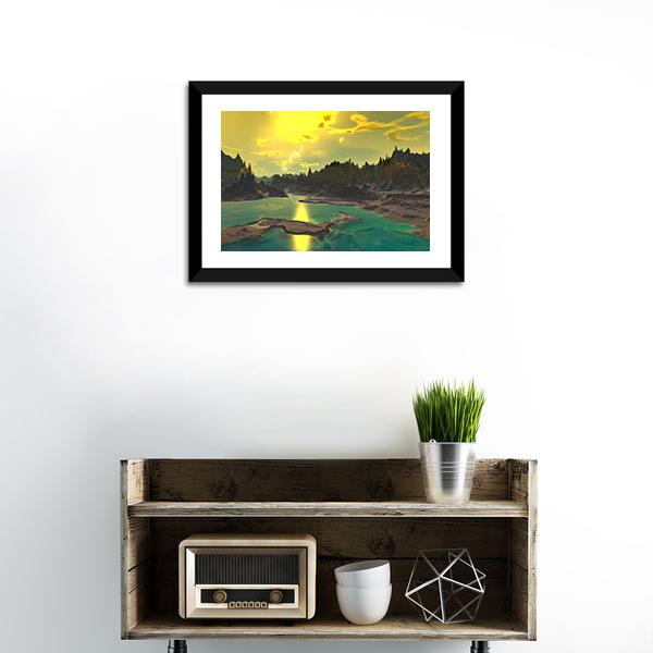 Rocky Alien Planet Canvas Wall Art-1 Piece-Framed Print-20" x 16"-Tiaracle