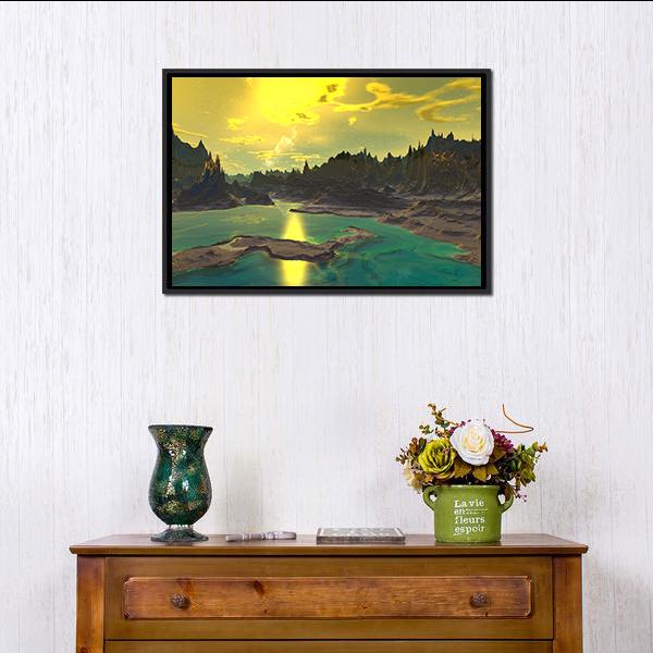 Rocky Alien Planet Canvas Wall Art-3 Horizontal-Gallery Wrap-25" x 16"-Tiaracle