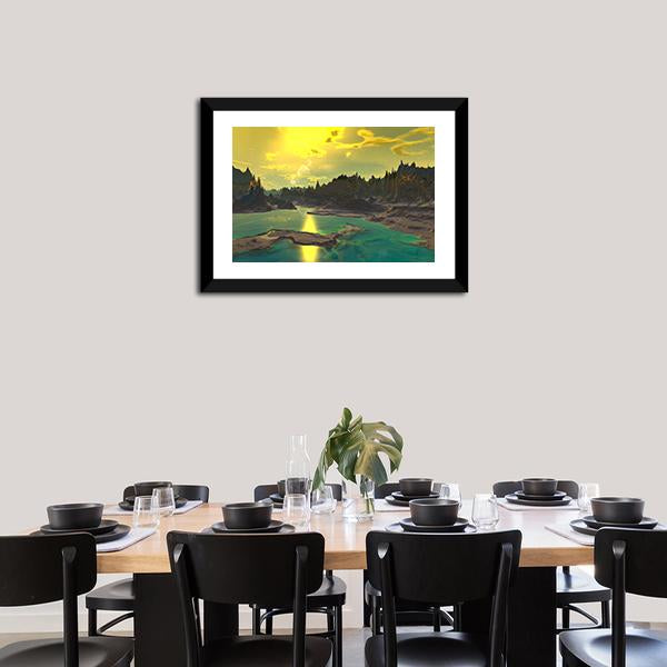 Rocky Alien Planet Canvas Wall Art-1 Piece-Framed Print-20" x 16"-Tiaracle