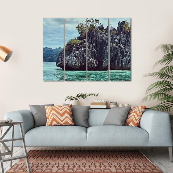 Rocky Bay Of Philippine Islands Canvas Wall Art-4 Horizontal-Gallery Wrap-34" x 24"-Tiaracle