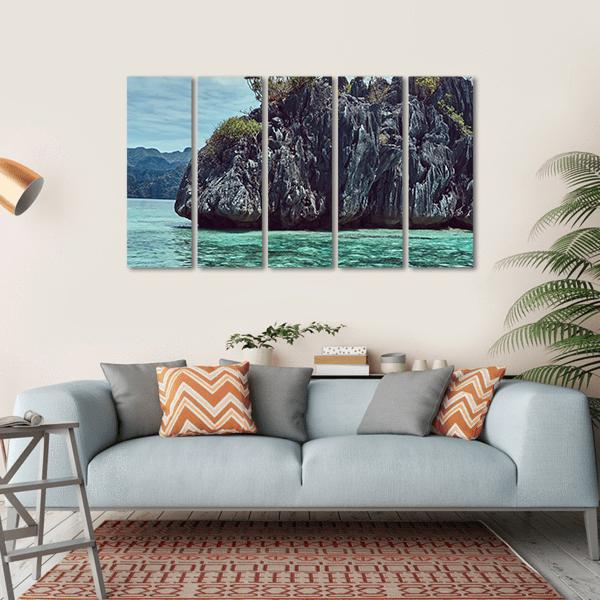 Rocky Bay Of Philippine Islands Canvas Wall Art-5 Horizontal-Gallery Wrap-22" x 12"-Tiaracle
