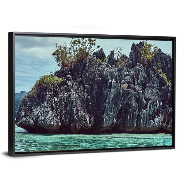 Rocky Bay Of Philippine Islands Canvas Wall Art-3 Horizontal-Gallery Wrap-25" x 16"-Tiaracle
