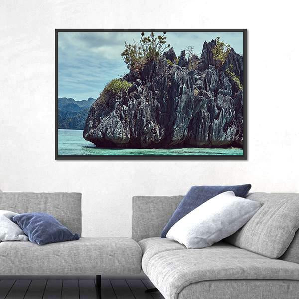 Rocky Bay Of Philippine Islands Canvas Wall Art-3 Horizontal-Gallery Wrap-25" x 16"-Tiaracle