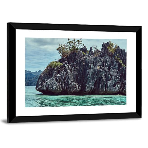 Rocky Bay Of Philippine Islands Canvas Wall Art-3 Horizontal-Gallery Wrap-25" x 16"-Tiaracle