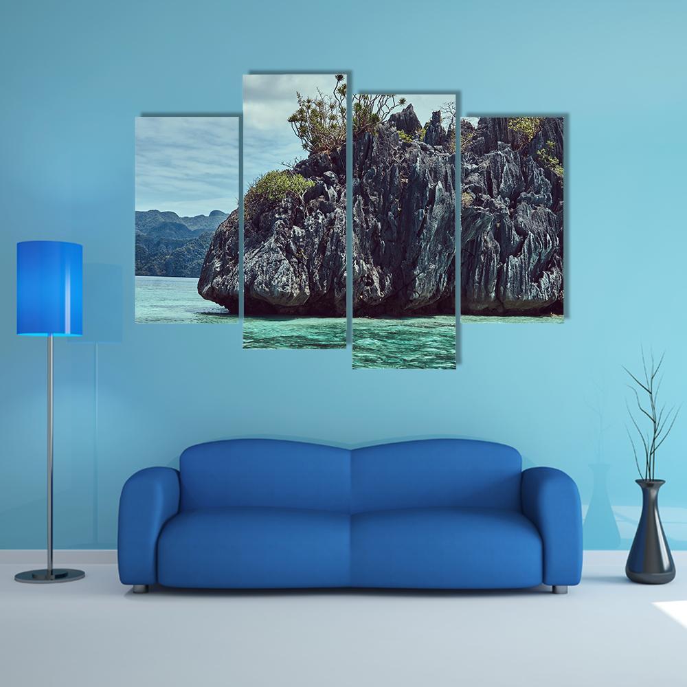 Rocky Bay Of Philippine Islands Canvas Wall Art-4 Pop-Gallery Wrap-50" x 32"-Tiaracle