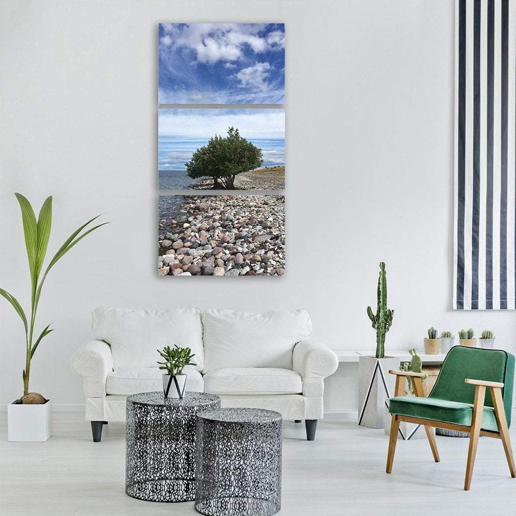 Rocky Beach Landscape Of Sweden Vertical Canvas Wall Art-3 Vertical-Gallery Wrap-12" x 25"-Tiaracle