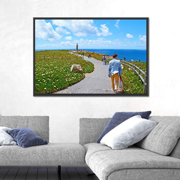 Rocky Cliff In Sintra Portugal Canvas Wall Art-1 Piece-Floating Frame-24" x 16"-Tiaracle