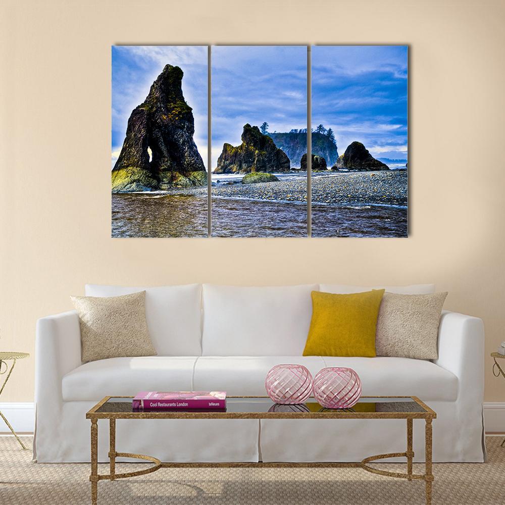 Rocky Coast Of Ruby Beach Canvas Wall Art-3 Horizontal-Gallery Wrap-37" x 24"-Tiaracle