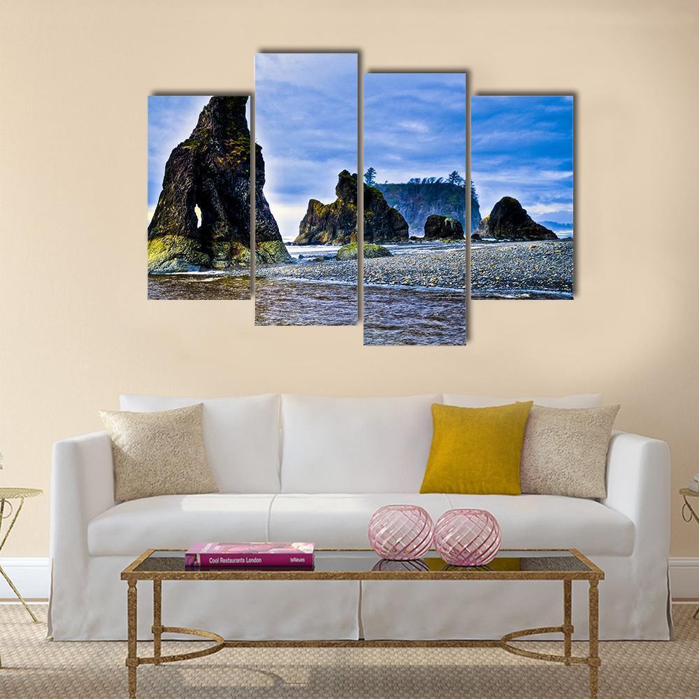 Rocky Coast Of Ruby Beach Canvas Wall Art-4 Pop-Gallery Wrap-50" x 32"-Tiaracle