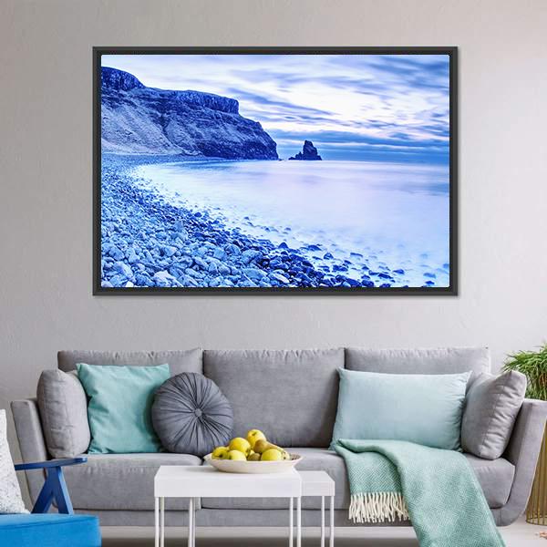 Rocky Coast Of Sea Canvas Wall Art-1 Piece-Floating Frame-24" x 16"-Tiaracle