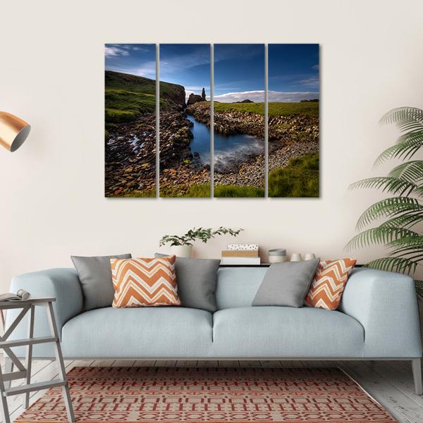 Rocky Coastline In Scotland Canvas Wall Art-4 Horizontal-Gallery Wrap-34" x 24"-Tiaracle