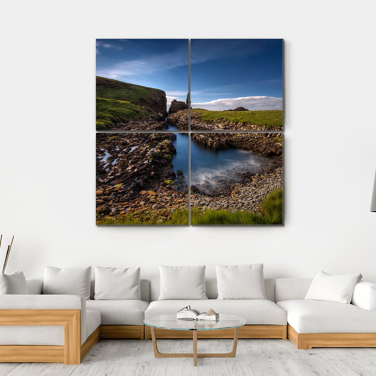 Rocky Coastline In Scotland Canvas Wall Art-4 Square-Gallery Wrap-17" x 17"-Tiaracle