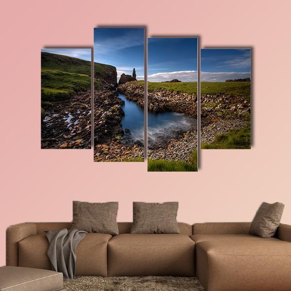 Rocky Coastline In Scotland Canvas Wall Art-4 Pop-Gallery Wrap-50" x 32"-Tiaracle