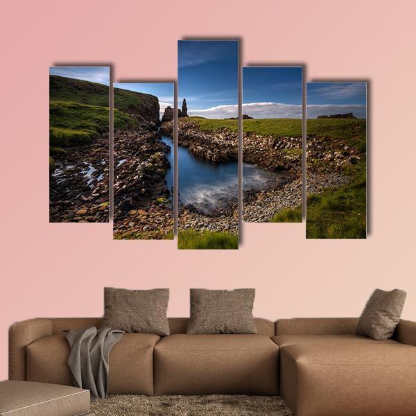 Rocky Coastline In Scotland Canvas Wall Art-5 Pop-Gallery Wrap-47" x 32"-Tiaracle
