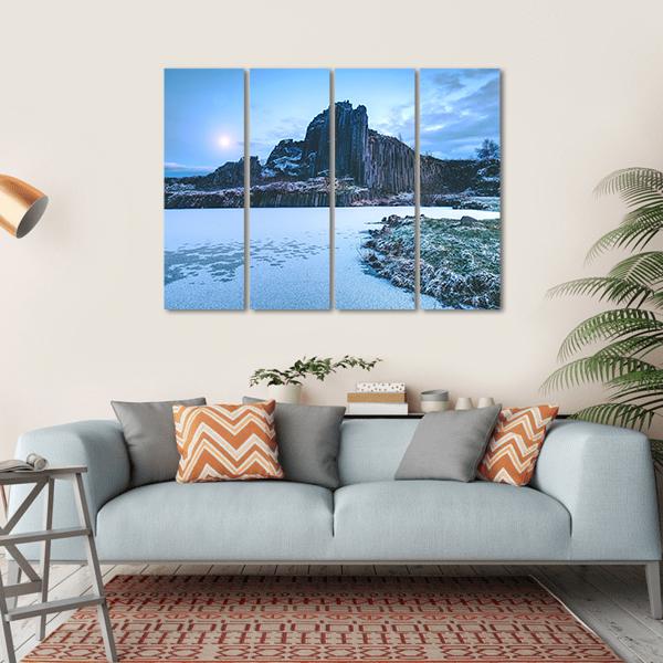Rocky Hill Covered By Snow In Winter Canvas Wall Art-4 Horizontal-Gallery Wrap-34" x 24"-Tiaracle