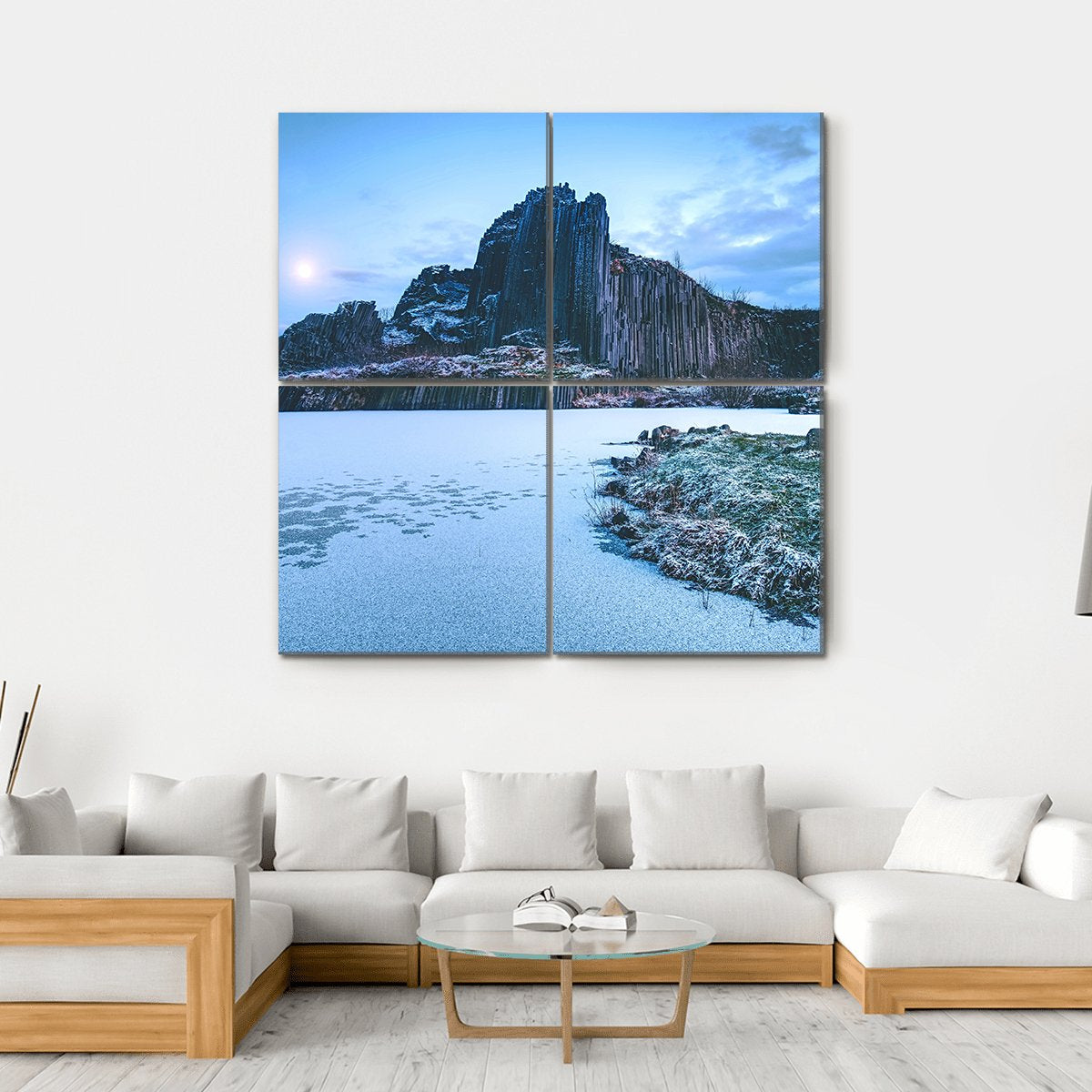 Rocky Hill Covered By Snow In Winter Canvas Wall Art-4 Square-Gallery Wrap-17" x 17"-Tiaracle