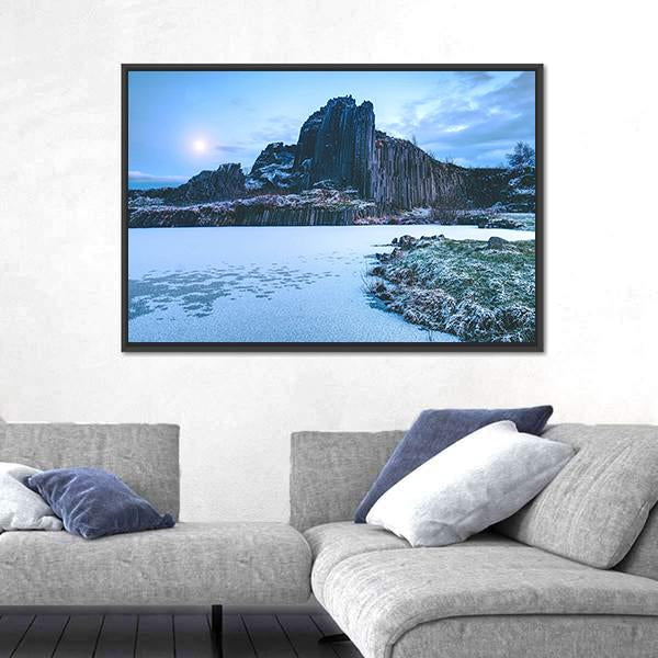 Rocky Hill Covered By Snow In Winter Canvas Wall Art-3 Horizontal-Gallery Wrap-25" x 16"-Tiaracle