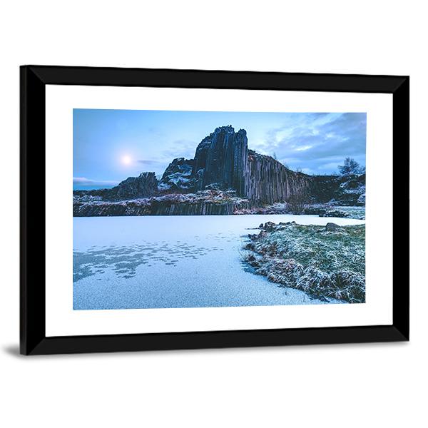 Rocky Hill Covered By Snow In Winter Canvas Wall Art-3 Horizontal-Gallery Wrap-25" x 16"-Tiaracle