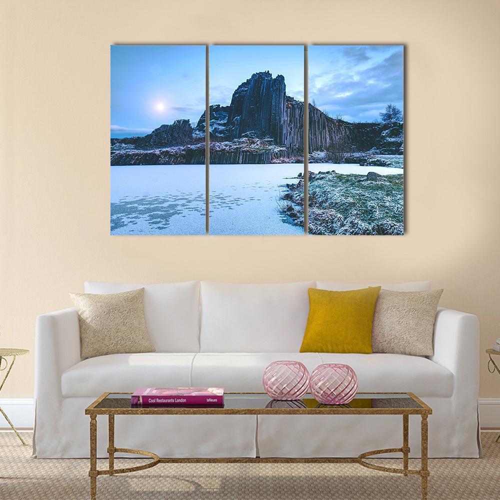 Rocky Hill Covered By Snow In Winter Canvas Wall Art-3 Horizontal-Gallery Wrap-37" x 24"-Tiaracle