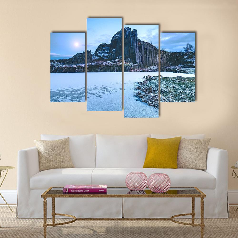 Rocky Hill Covered By Snow In Winter Canvas Wall Art-4 Pop-Gallery Wrap-50" x 32"-Tiaracle